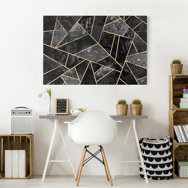Wandbilder abstrakt Graue Dreiecke Gold
