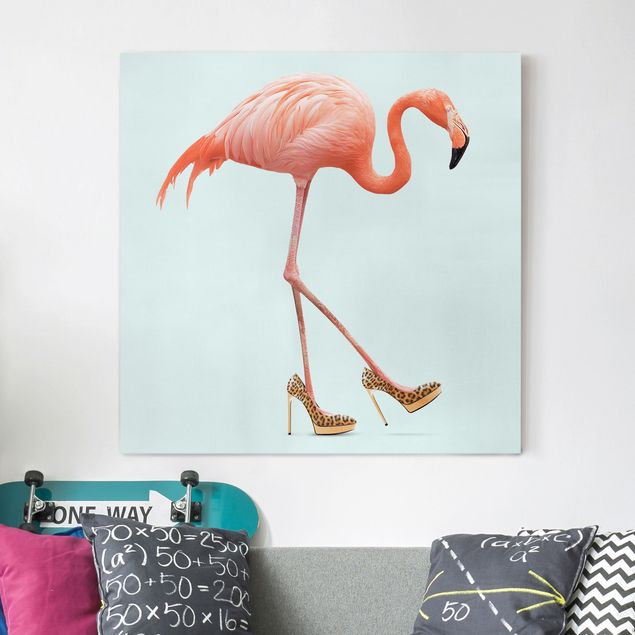 Leinwand Bilder XXL Flamingo mit High Heels