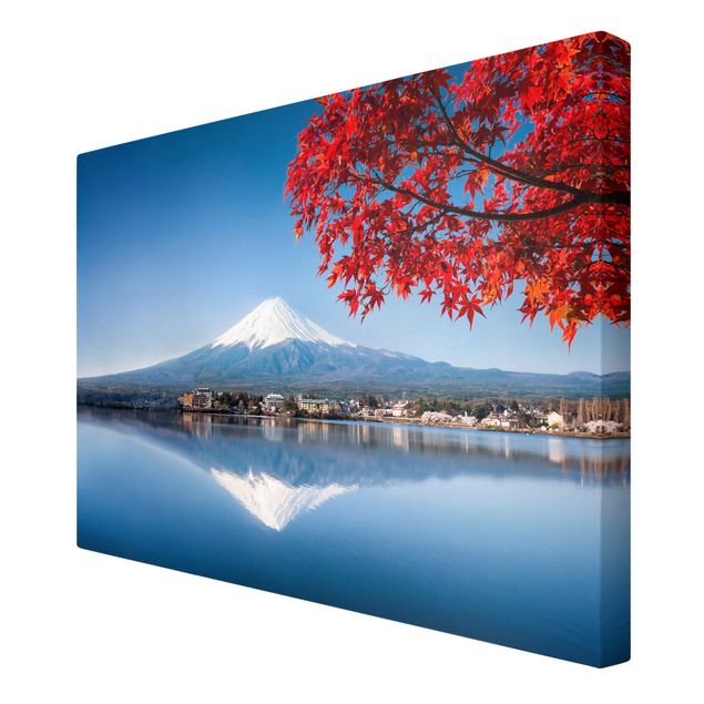 Wandbilder Wohnzimmer modern Berg Fuji im Herbst