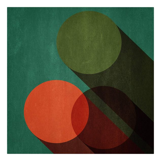 Bilder für die Wand Abstrakte Formen - Kreise in Grün und Rot