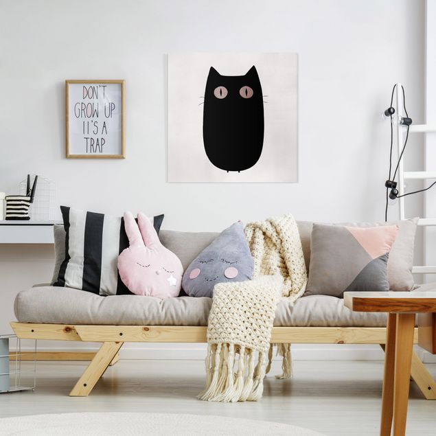 Wandbilder Tiere Schwarze Katze Illustration