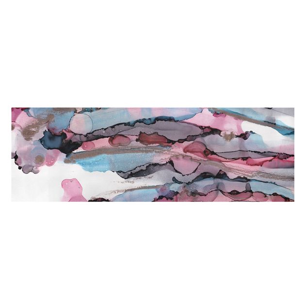 Leinwandbilder Muster Wellenreiten in Violett mit Roségold