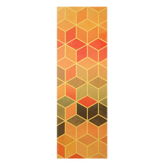 Leinwandbild Kunstdruck Goldene Geometrie - Buntes Pastell