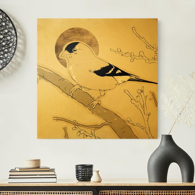 Wandbilder Vögel Vogel vor goldener Sonne II