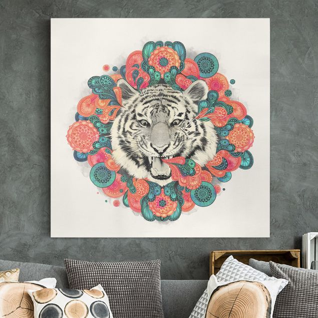 Leinwandbilder Muster Illustration Tiger Zeichnung Mandala Paisley