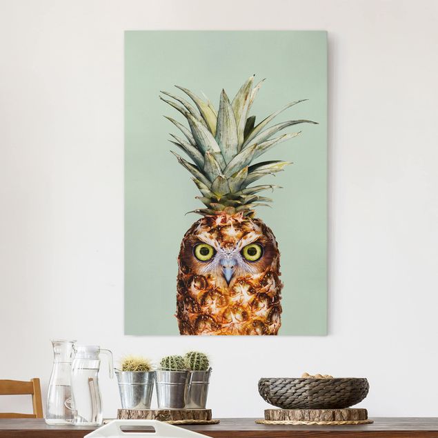 Leinwandbilder XXL Ananas mit Eule
