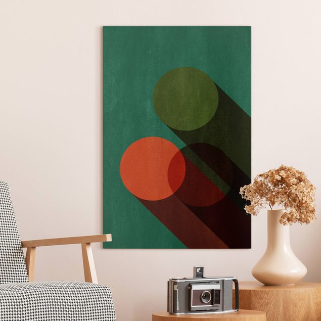 Leinwand Bilder XXL Abstrakte Formen - Kreise in Grün und Rot