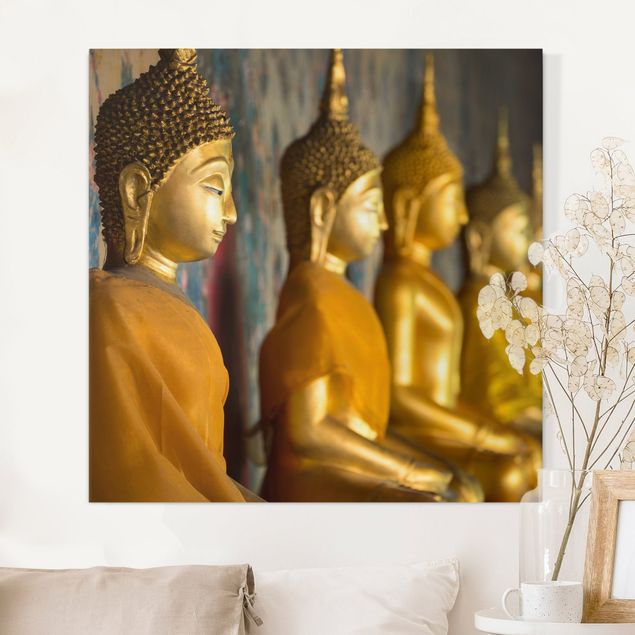 Leinwandbilder XXL Goldene Buddha Statuen