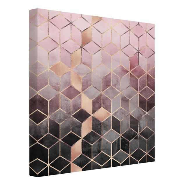 Leinwandbilder abstrakt Rosa Grau goldene Geometrie