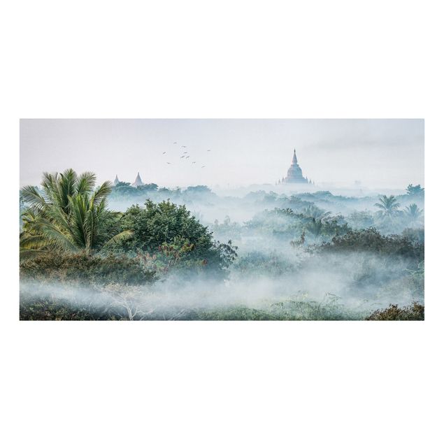 Wandbilder Baum Morgennebel über dem Dschungel von Bagan