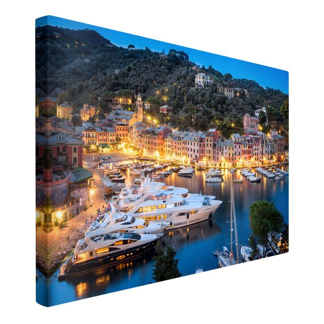 Leinwandbilder Wohnzimmer modern Nacht im Hafen von Portofino