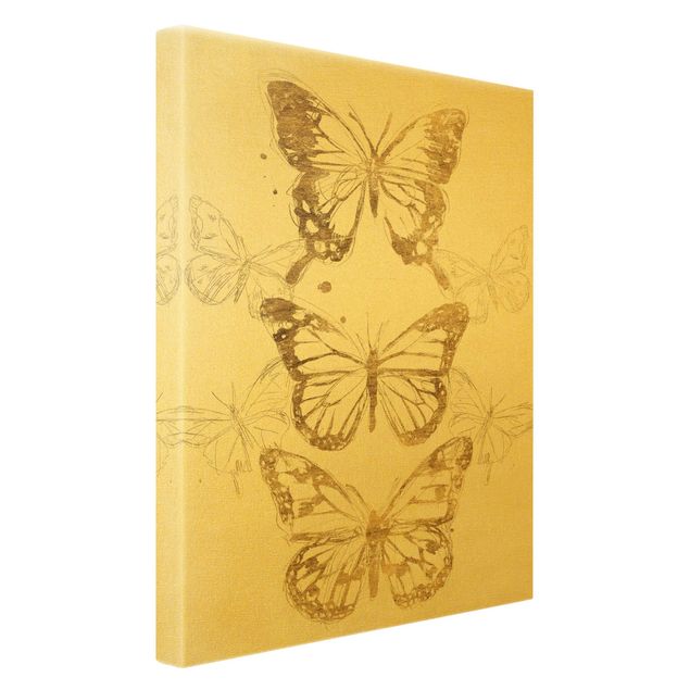 Schöne Wandbilder Schmetterlingskomposition in Gold I
