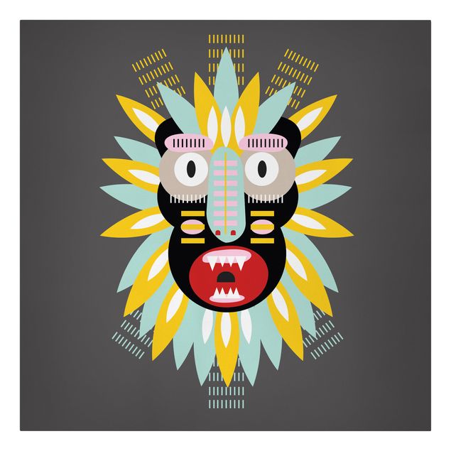 Leinwandbild - Collage Ethno Maske - King Kong - Quadrat 1:1