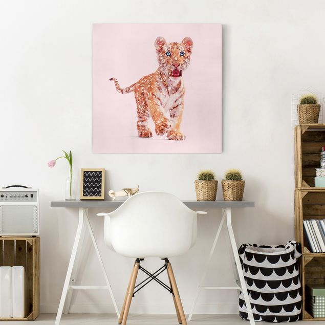 Wandbilder Löwe Tiger mit Glitzer