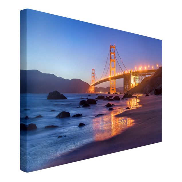 Wandbilder Wohnzimmer modern Golden Gate Bridge am Abend