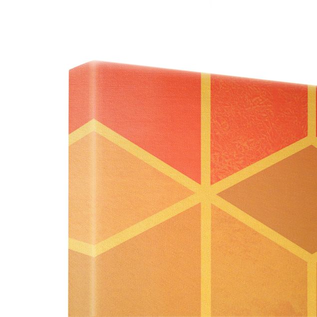 Wandbilder Wohnzimmer modern Goldene Geometrie - Buntes Pastell