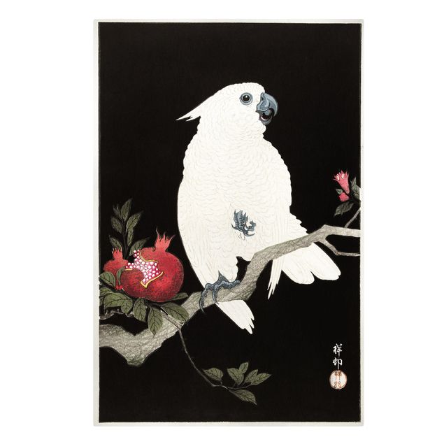 Retro Wandbilder Asiatische Vintage Illustration Weißer Kakadu