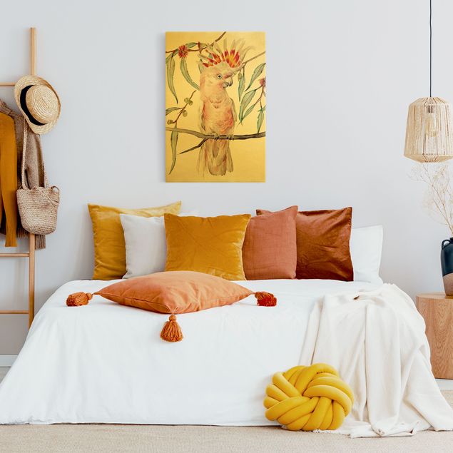 Leinwandbilder Wohnzimmer modern Kakadu mit Rosa Federn