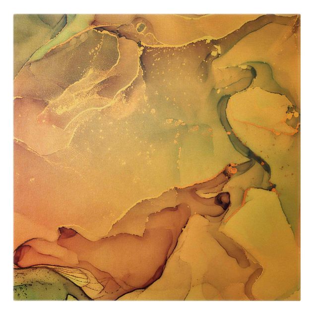 Leinwandbilder Aquarell Pastell Rosa mit Gold