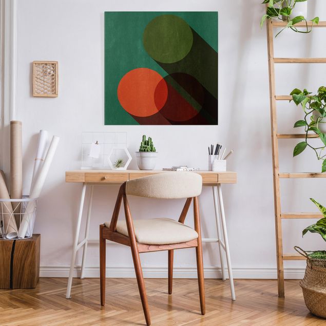 Wandbilder abstrakt Abstrakte Formen - Kreise in Grün und Rot