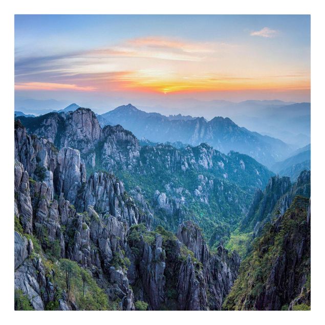 Kunstdrucke auf Leinwand Sonnenaufgang über dem Huangshan Gebirge