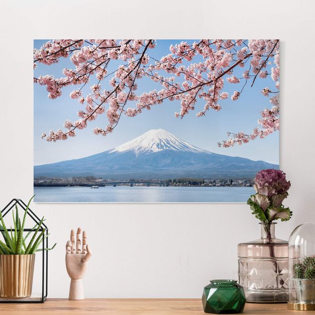 Wandbilder XXL Kirschblüten mit Berg Fuji