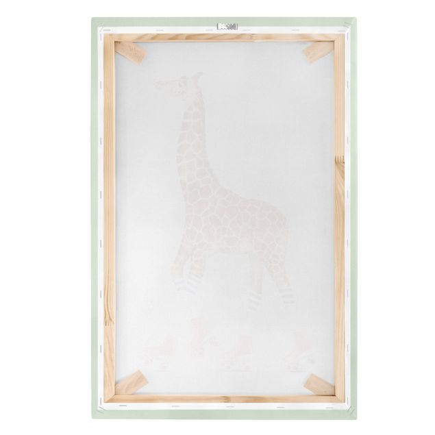 Schöne Leinwandbilder Giraffe mit Rollschuhen