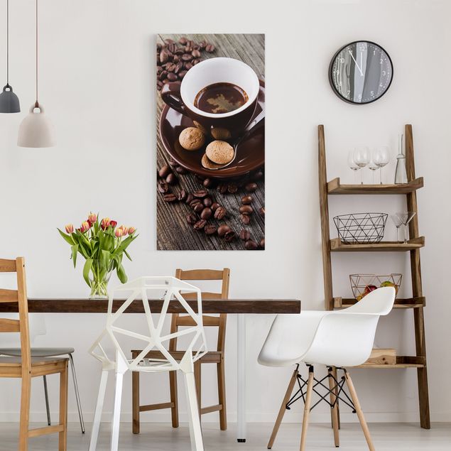 Wandbilder Kaffee Kaffeetasse mit Kaffeebohnen