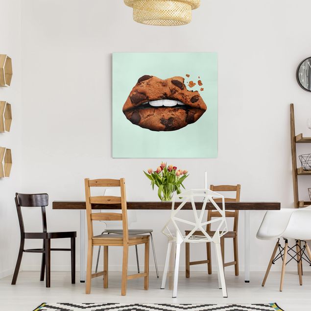 Wandbilder Lippen mit Keks