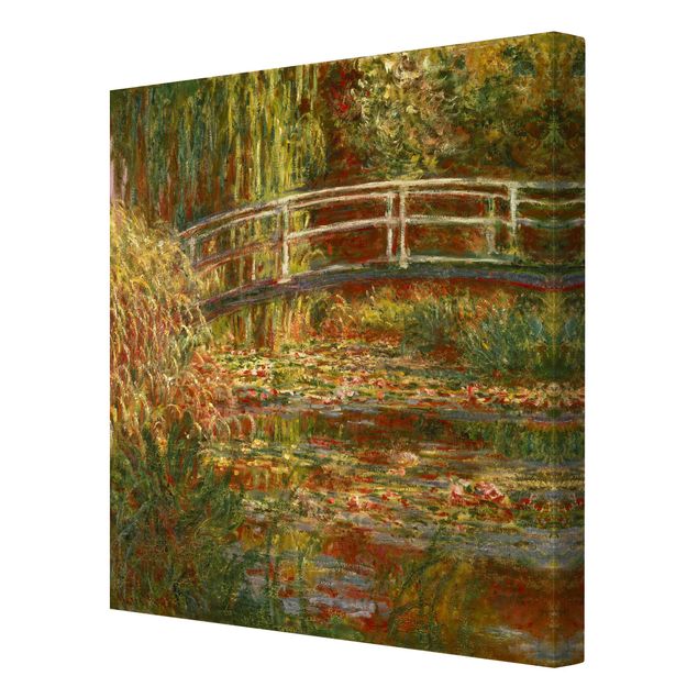 Wandbilder Wald Claude Monet - Seerosenteich und japanische Brücke (Harmonie in rosa)