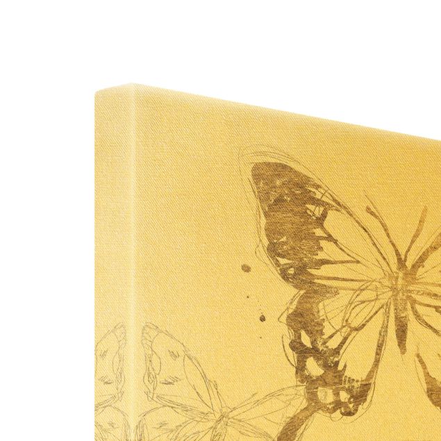 Bilder auf Leinwand Schmetterlingskomposition in Gold I