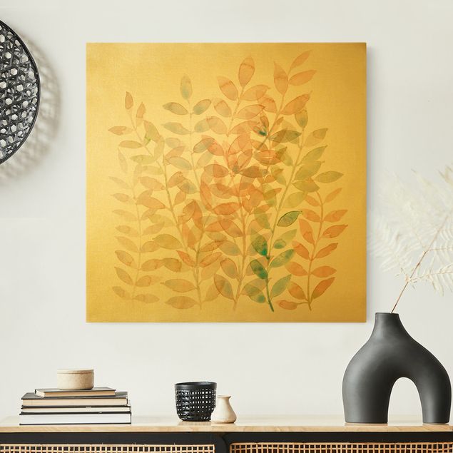 Moderne Leinwandbilder Wohnzimmer Sommerlicher Blätterreigen