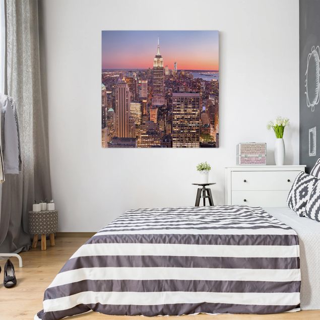 Moderne Leinwandbilder Wohnzimmer Sonnenuntergang Manhattan New York City