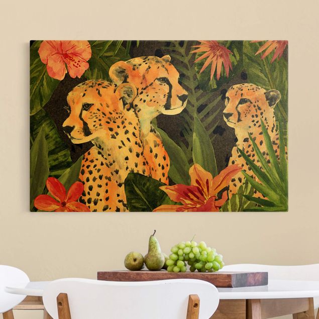 Wandbilder Tiere Gepardentrio im Dschungel