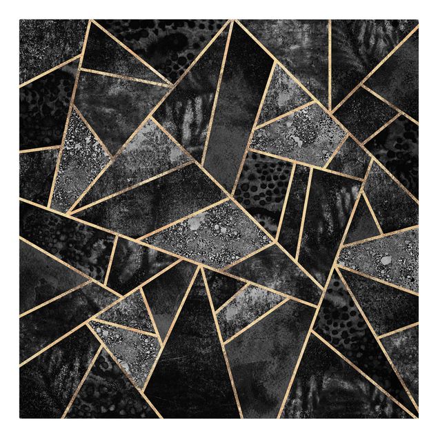 Leinwandbild Kunstdruck Graue Dreiecke Gold