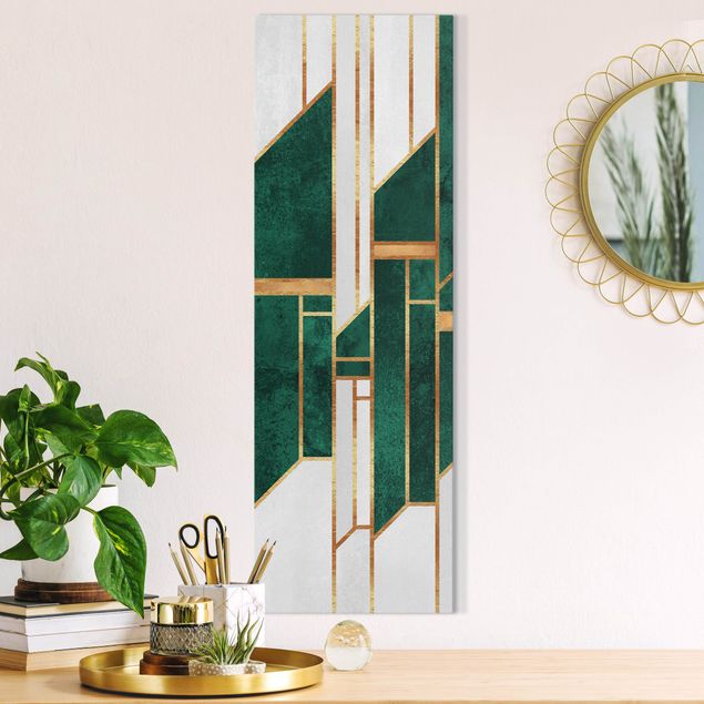 Wandbilder XXL Emerald und Gold Geometrie
