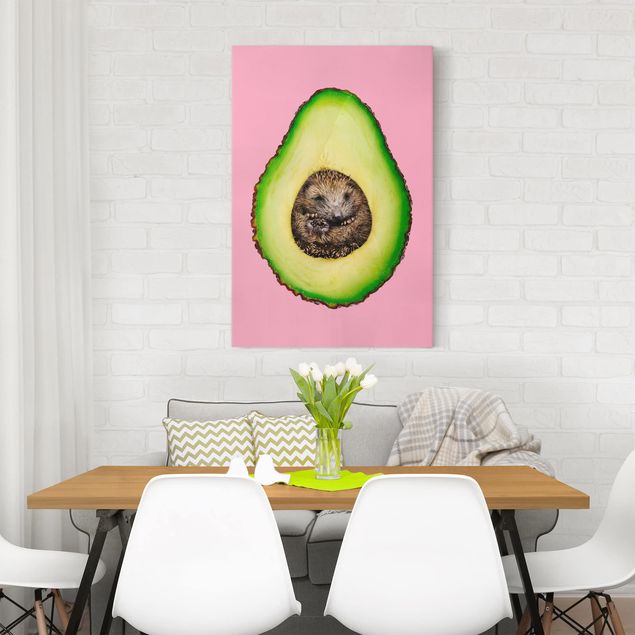 Leinwand Kunstdruck Avocado mit Igel