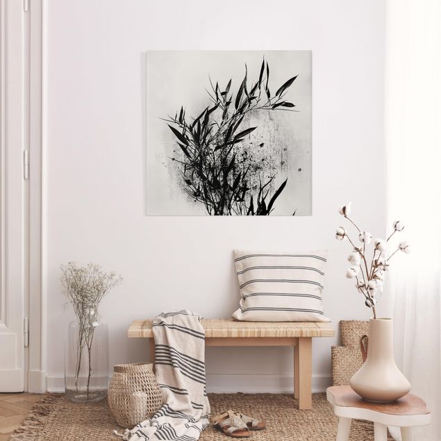 Wandbilder Blumen Grafische Pflanzenwelt - Schwarzer Bambus