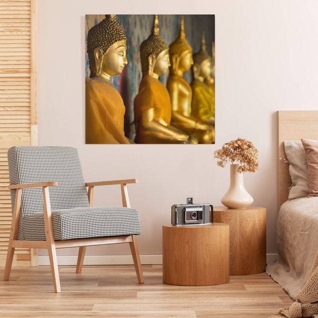 Leinwand Kunstdruck Goldene Buddha Statuen