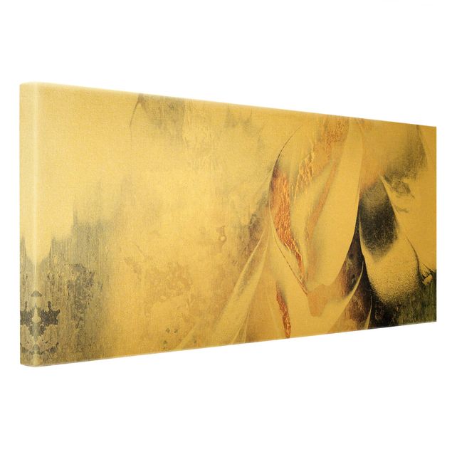 Leinwandbilder Wohnzimmer modern Goldene abstrakte Wintermalerei