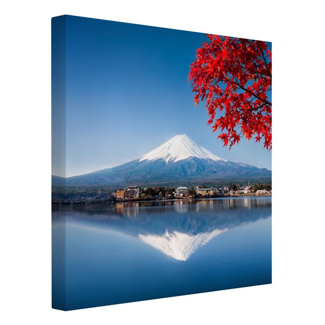 Leinwand Kunstdruck Berg Fuji im Herbst
