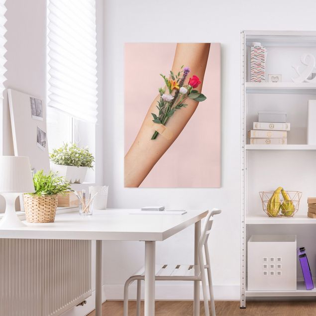 Leinwand Kunstdruck Arm mit Blumen