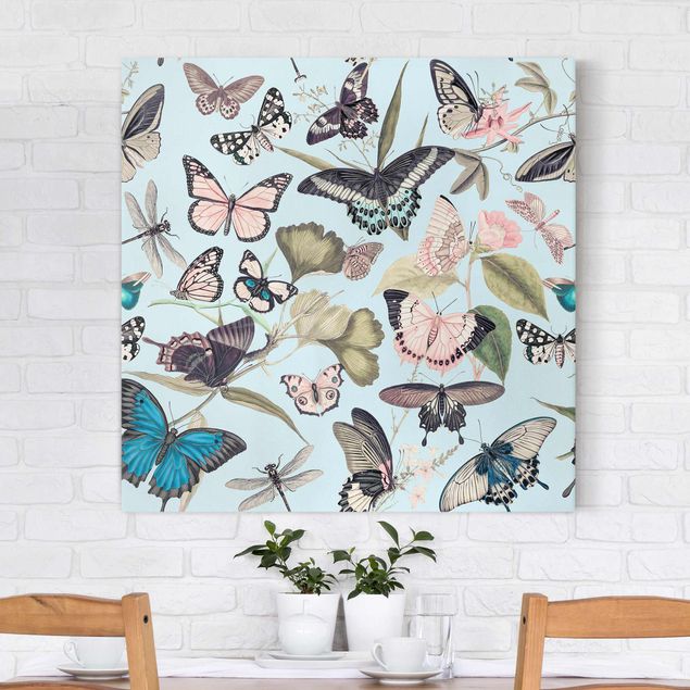 Wandbilder XXL Vintage Collage - Schmetterlinge und Libellen