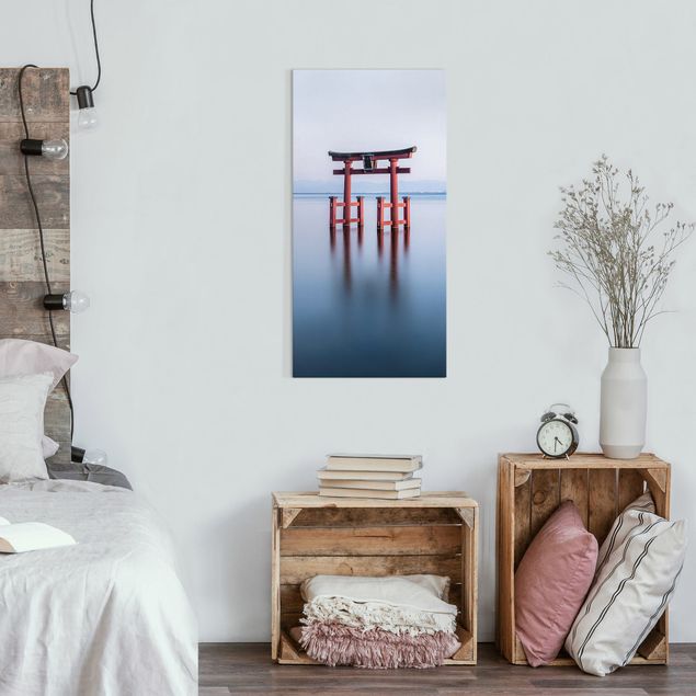 Kunstdrucke auf Leinwand Torii im Wasser