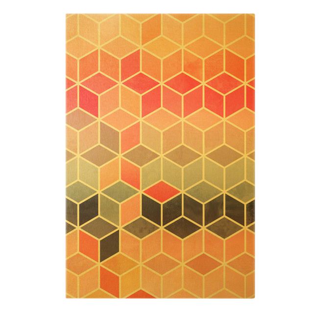 Kunstdrucke auf Leinwand Goldene Geometrie - Buntes Pastell
