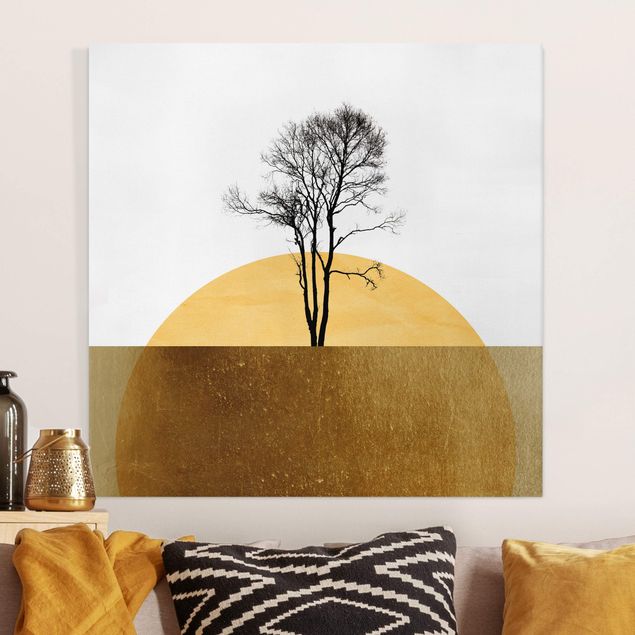 Wandbilder XXL Goldene Sonne mit Baum