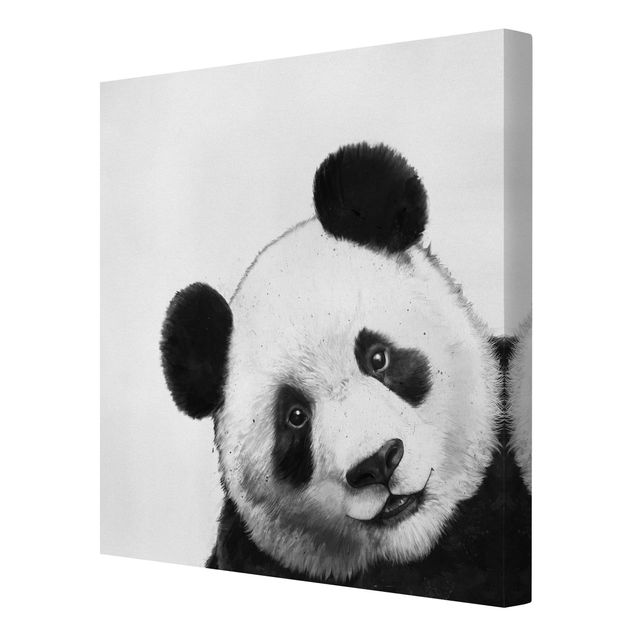 Leinwandbilder Wohnzimmer modern Illustration Panda Schwarz Weiß Malerei