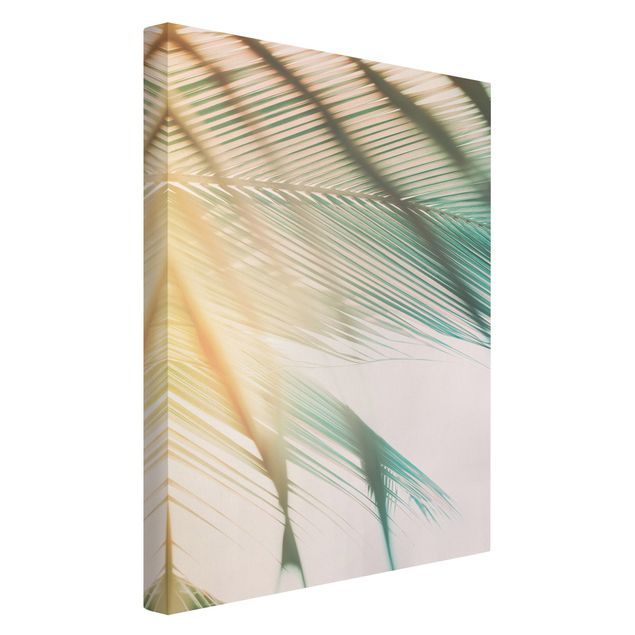 Moderne Leinwandbilder Wohnzimmer Tropische Pflanzen Palmen bei Sonnenuntergang II