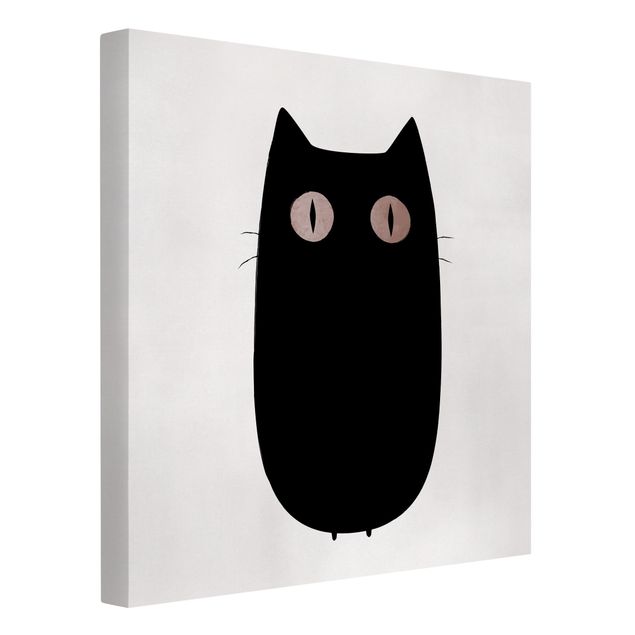 Leinwand Schwarz-Weiß Schwarze Katze Illustration