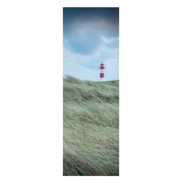 Strand Bild auf Leinwand Stürmische Zeiten am Leuchtturm